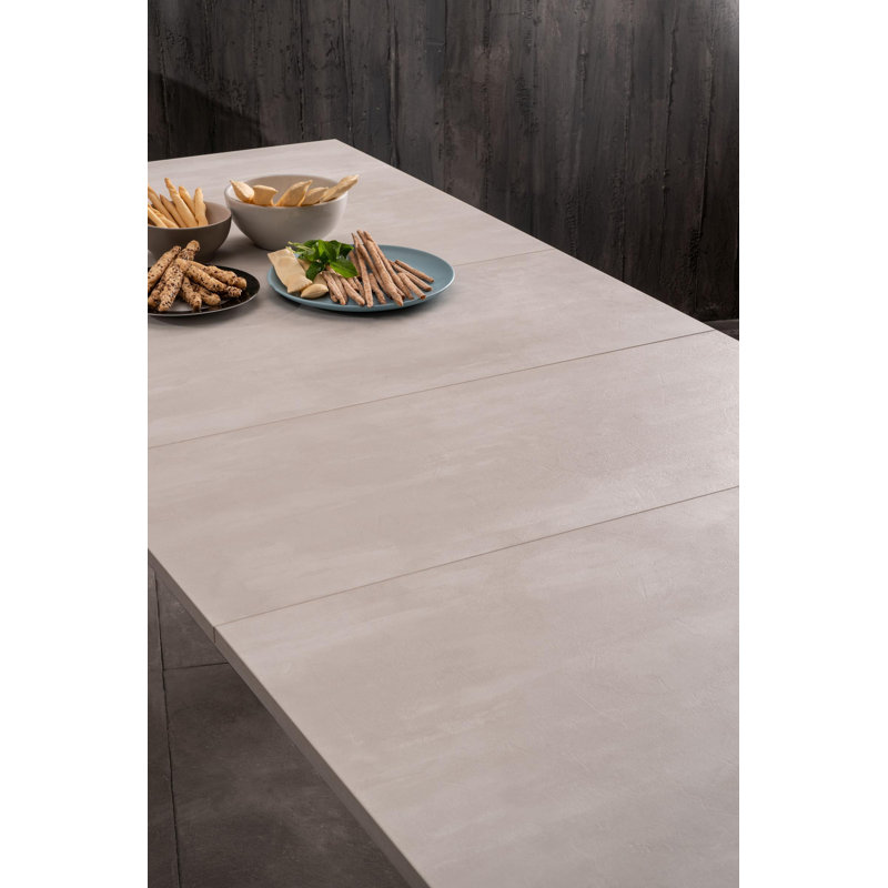 Daja Extendable Oak Metal Base Dining Table, Black, White