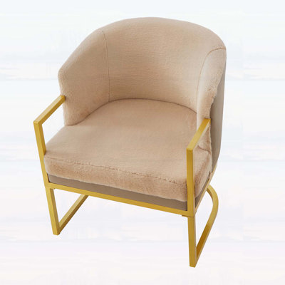 Fauteuil confortable avec structure en métal doré pour le salon, la chambre à coucher ou le bureau