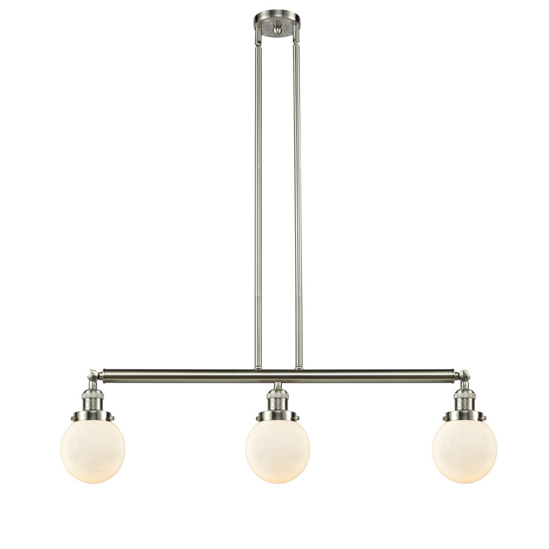 Luminaire suspendu linéaire pour îlot de cuisine 3 lumières Clementina, Boîtier blanc mat, Ampoule non incluse, Noir mat