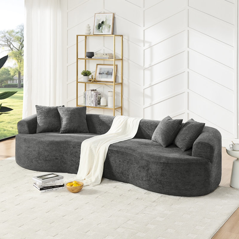 Canapé modulaire courbé à 4 places Modern Cloud, canapé de salon à compression minimaliste, sans assemblage requis, chenille, gris foncé