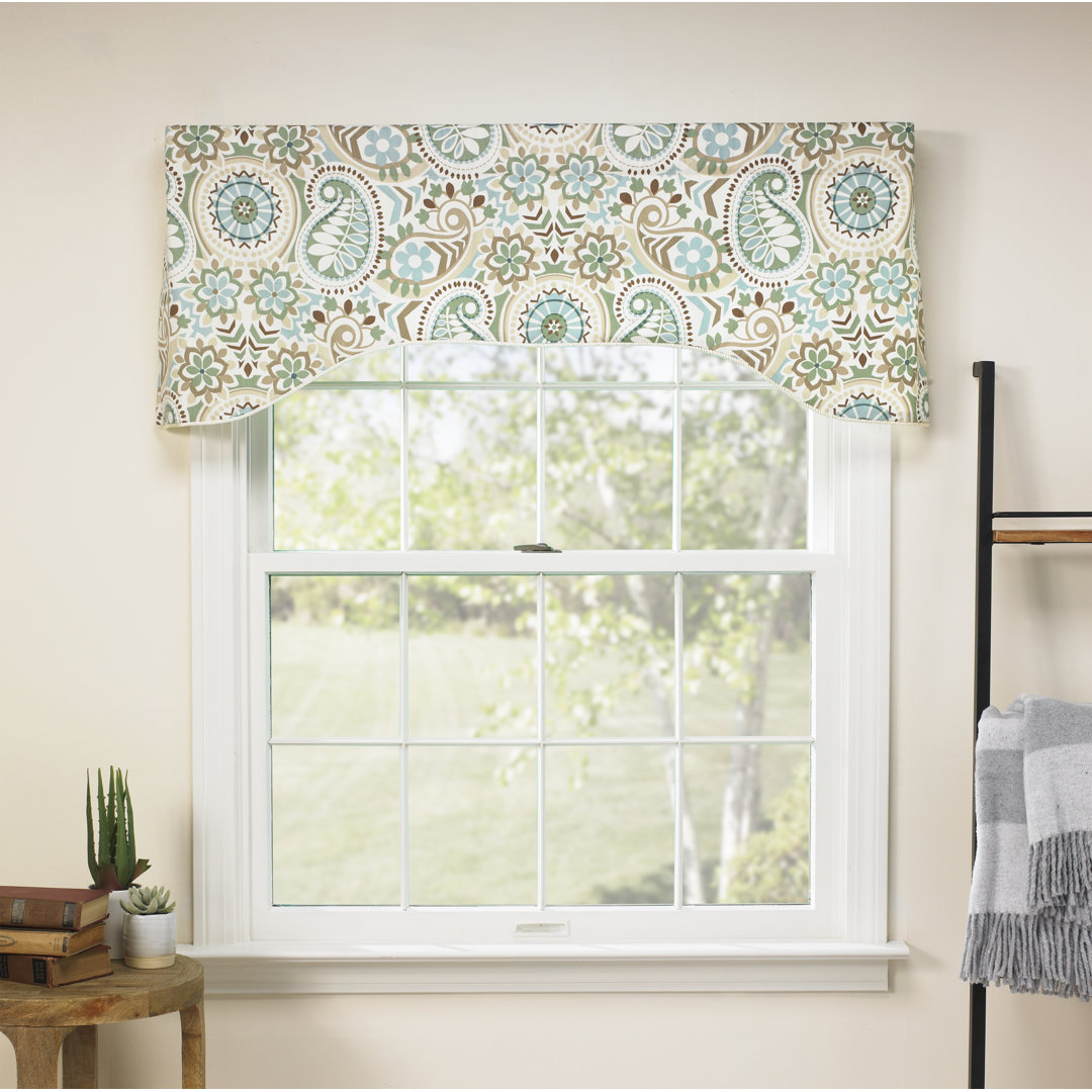 Paisley Prism Jacobean Floral Print Lined Arched Curtain Valance Ellis Curtain
