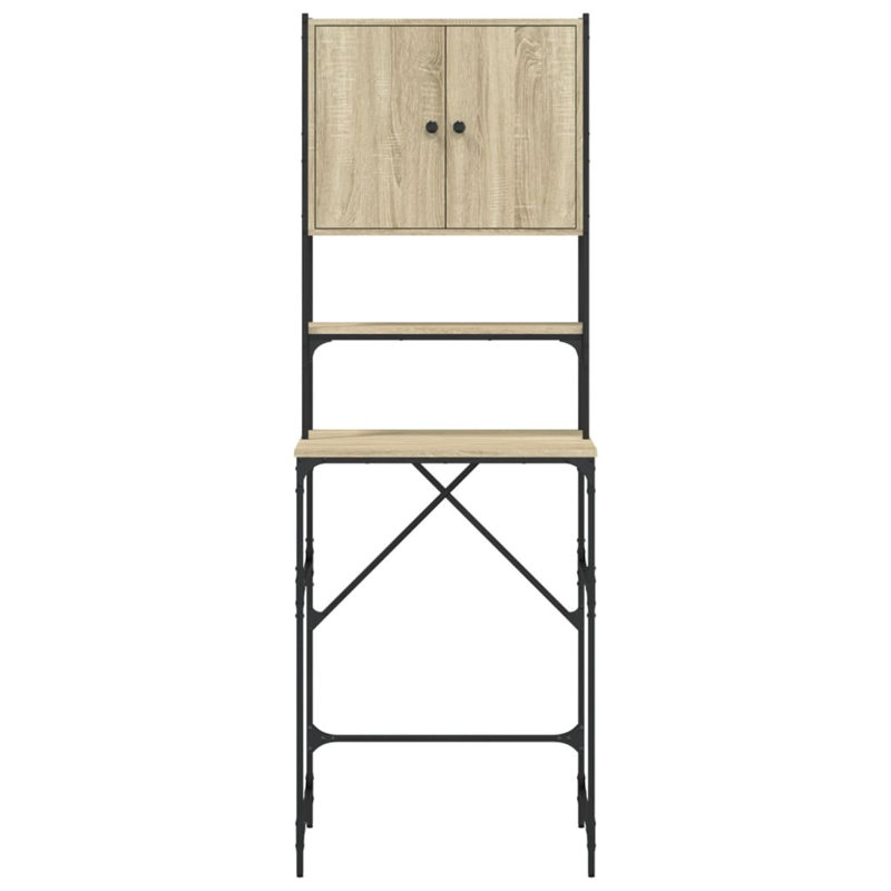 Engineered Wood, Metal Bathroom Cabinet, Sonoma Oak