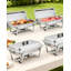 4pcs 8QT Buffet Servers and Warmers Set with Lid & Foldable Frame, Rectangular Stainless Steel Chafer Food Warmer for Parties Wedding Catering Supplies, Silver