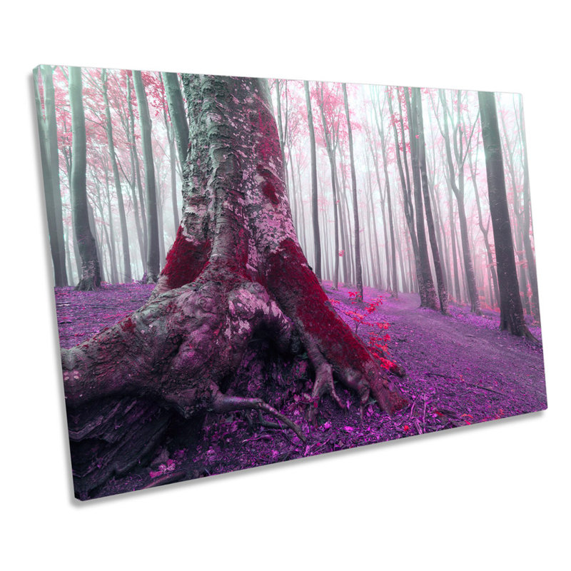 Purple Forest Trees - Wrapped Canvas Print, 81.3cm H x 121.9cm W x 4cm D