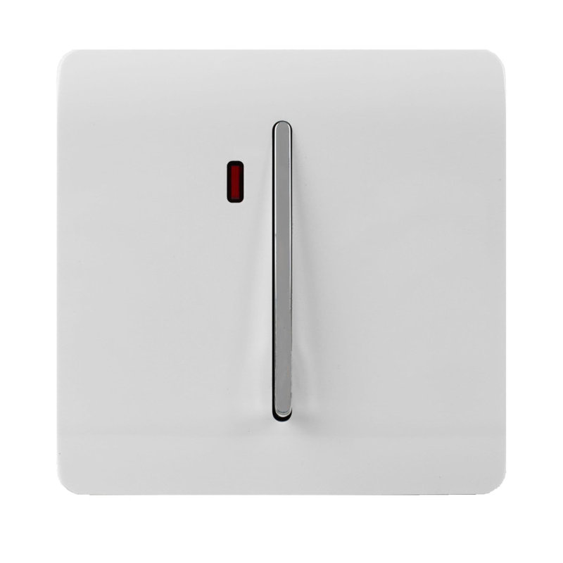Trendi Switch 1 Gang 45 Amp Cooker Switch with Neon, Gloss White