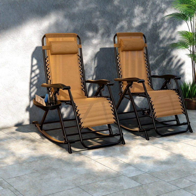 Chaises longues de patio Zero Gravity, chaises berçantes d'extérieur pliables en acier