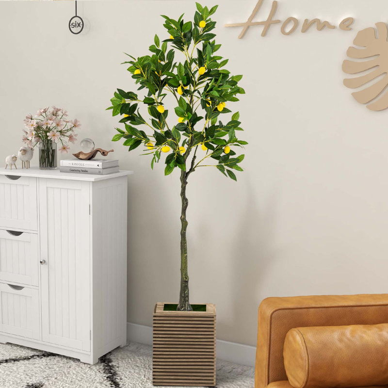 Faux citronnier 63 po en pot, 1