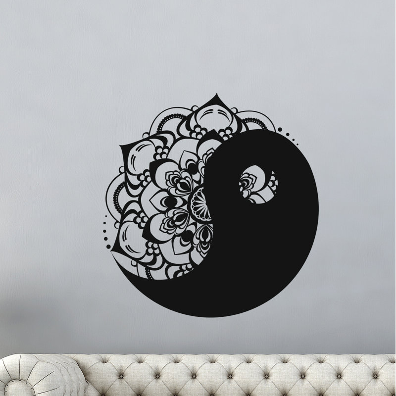 Adhésif décoratif mandala bohémien, H 20 po x l 22 po, Noir
