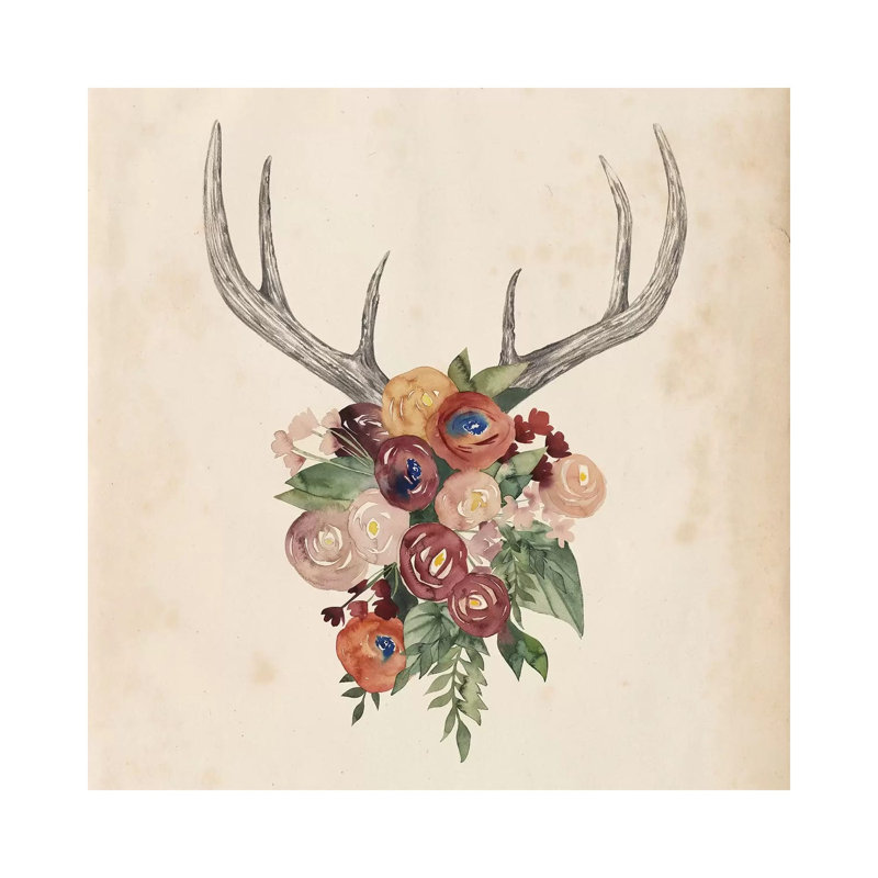 Flower Antlers I by Grace Popp - Wrapped Canvas Gallery-Wrapped Canvas Giclée, 93.98 cm H x 93.98 cm W x 1.91 cm D