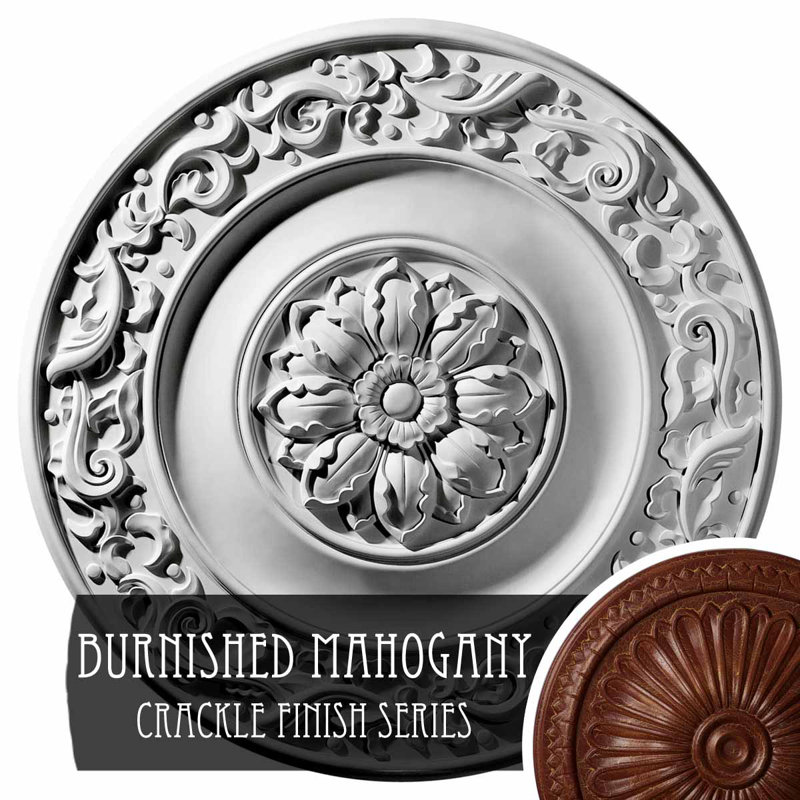 Médaillon de plafond classique Endurathane, diamètre extérieur de 41 1/8 po x P 4 po x P 2 1/8 po (convient aux auvents jusqu'à 5 1/2 po), finition bleu flash peinte à la main