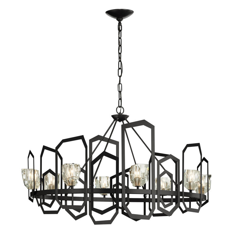 Gatsby 8 - Light Unique Wagon Wheel Chandelier, Black