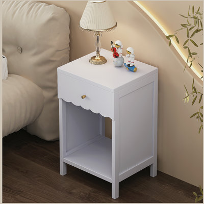 Table de chevet moderne avec tiroir et tablette ouverte, table d'appoint minimaliste