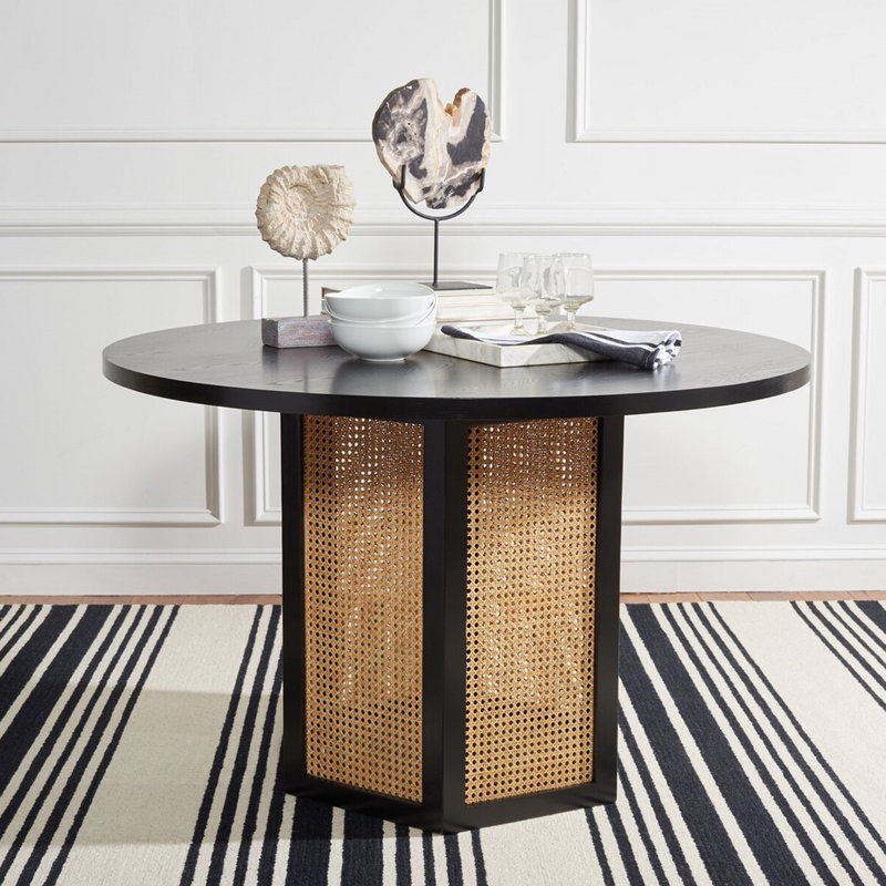 Pacetti Ash Round Dining Table, Black