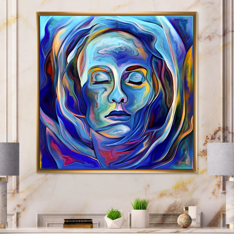 Portrait de floraison I - impression moderne sur bois, H 36 po x l 36 po x P 1,5 po, Cadre flottant doré