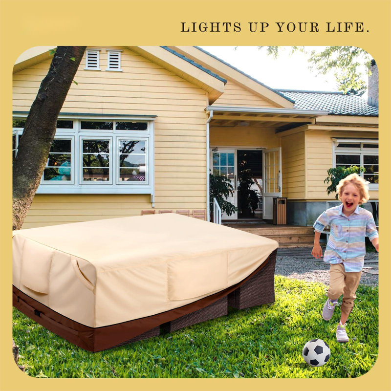 Beige and Brown Waterproof Oxford Patio Furniture Cover