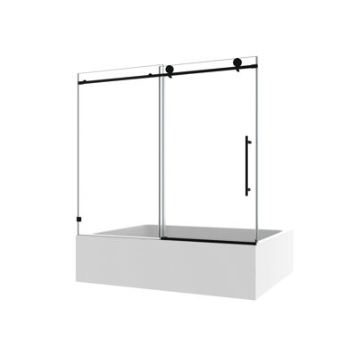 Panneau de douche noir mat 6063 - poulies en acier inoxydable 304 de 70 mm, nettoyage Nano, fermeture en douceur pour porte de salle de bain avec fermeture réglable, nettoyage facile et film antiadhésif, verre trempé de 5/16 po,