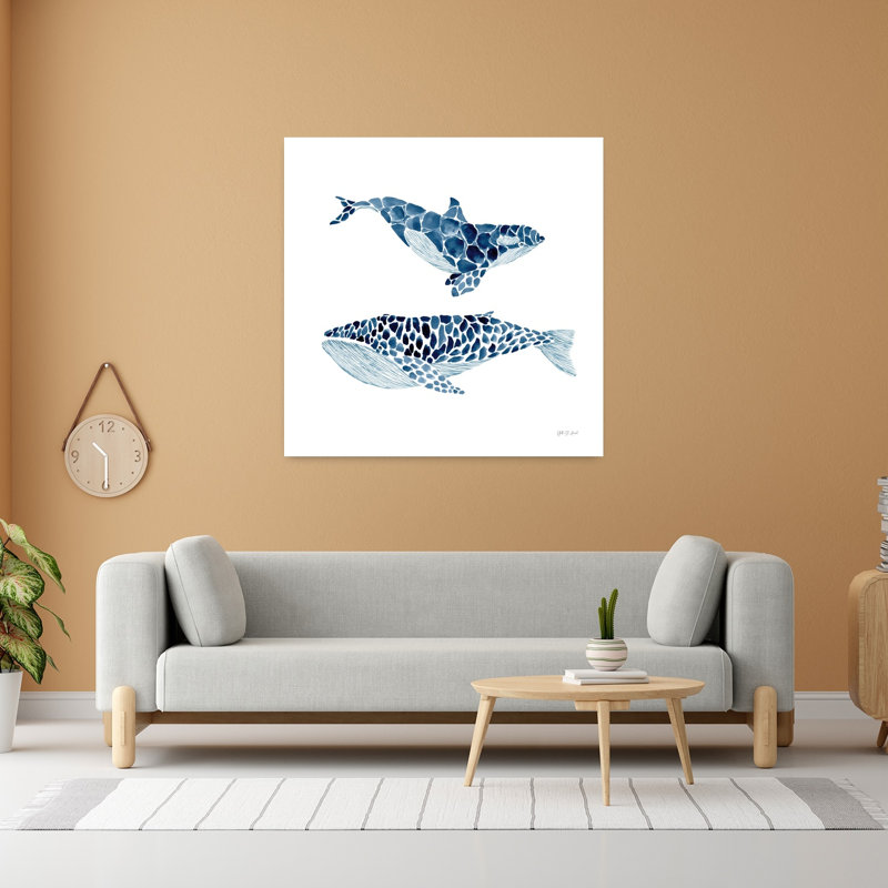 Deux baleines, art côtier, H 48 po x l 48 po