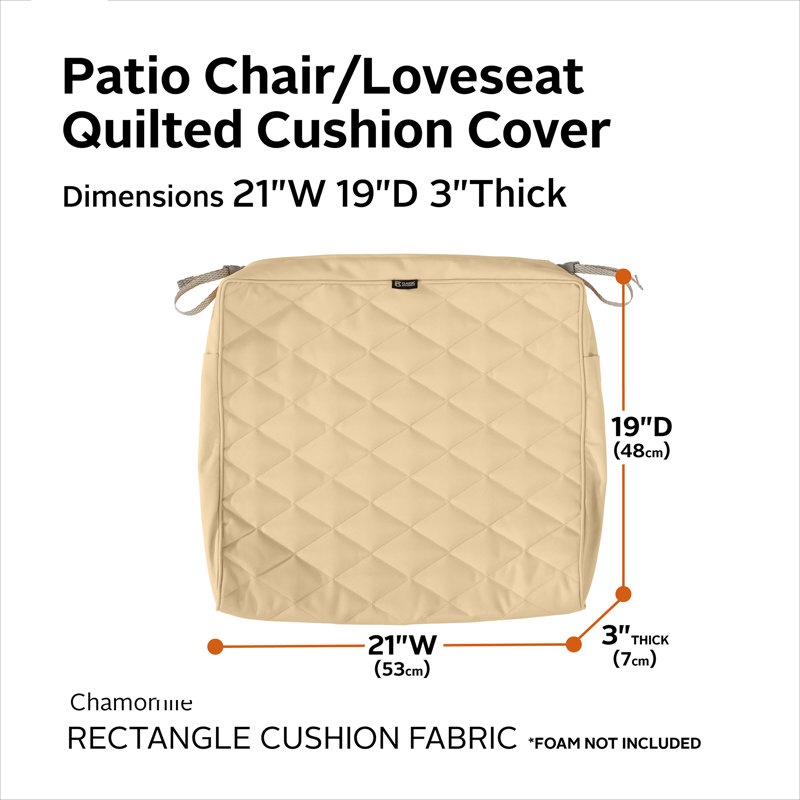Ayvion Outdoor 3'' Bench Cushion Cover, Chamomile, 21" W x 19" D