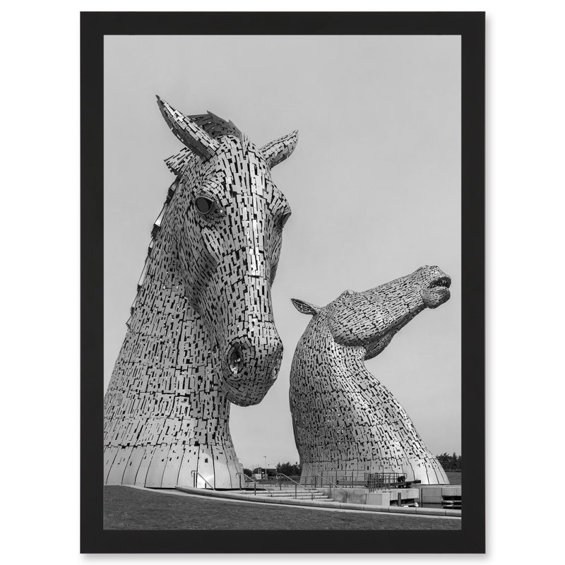 Fines Kelpies Horse Sculptures Falkirk Scotland - Picture Frame Rectangle Print, 45.5cm H x 33cm W x 2cm D