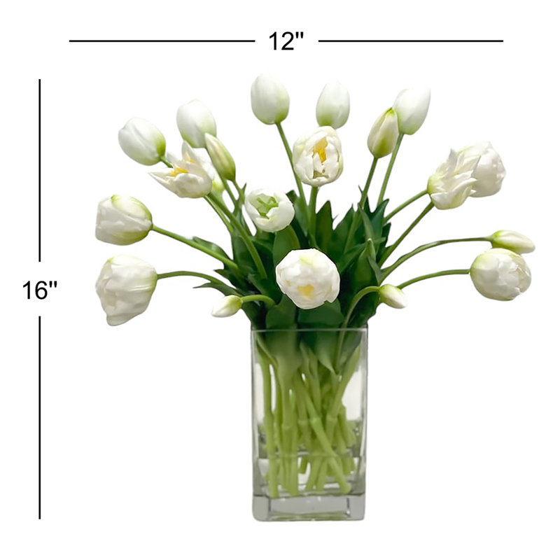 Arrangement floral tulipes dans un vase, Blanc