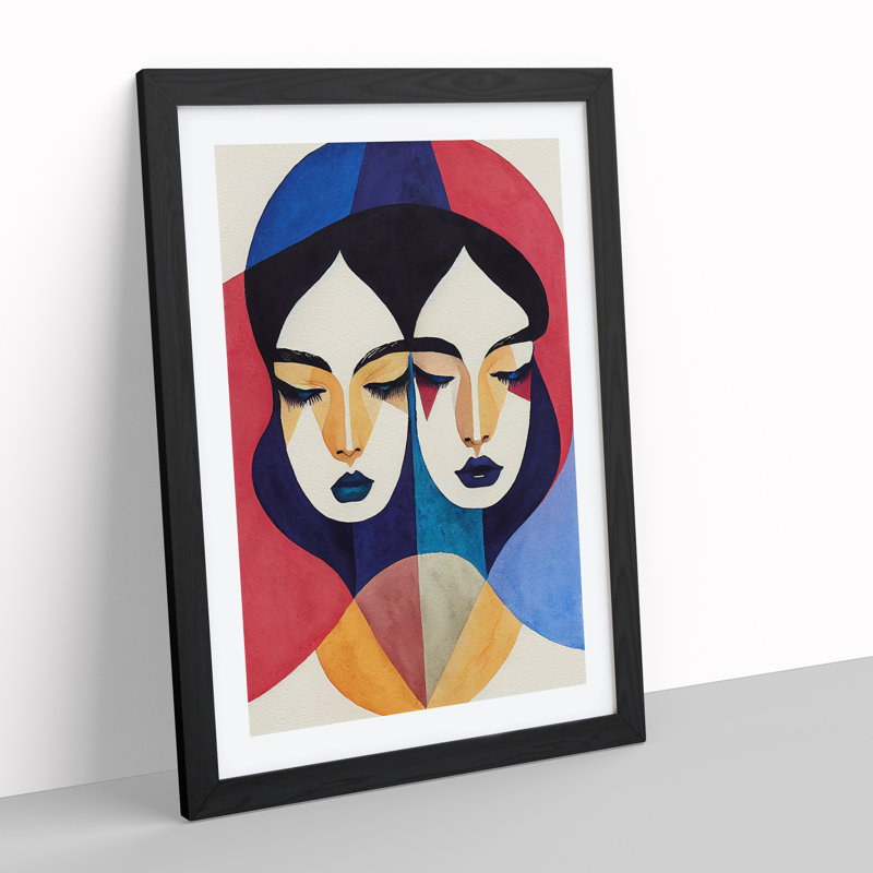 XV1022-5293X Woman Abstract Watercolour No.4 - Single Picture Frame Painting, 64cm H x 46cm W x 2cm D, Black