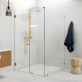 Illume 50 in. x 47.5 in. x 78 in. 90-degree Fully Frameless Wall Hinged Glass Shower Enclosure