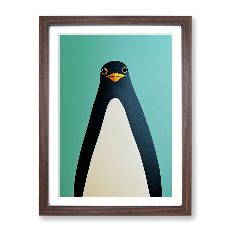 Unique Penguin Art No.2 Abstract - Single Picture Frame Print, 46cm H x 34cm W x 2cm D, Walnut Framed