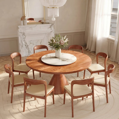 Farmhouse Wood Dining Set Lazysusan