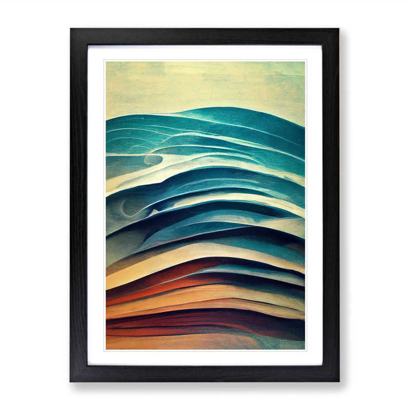 Beach Ocean Wave Abstract No.3 - Single Picture Frame Print, Black Framed, 64cm H x 46cm W x 2cm D