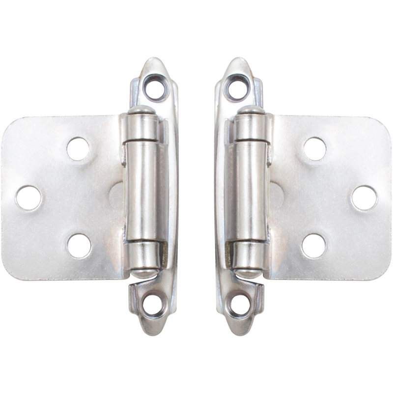 Charnière encastrée à fermeture automatique, Chrome poli, H 1 po x l 2,5 po x P 1 po