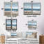 «White Blue Coastal Oceanic Oasis Found», art sur toile plage, art mural blanc bord de mer 2 pièces-685145432-685145437-685145427
