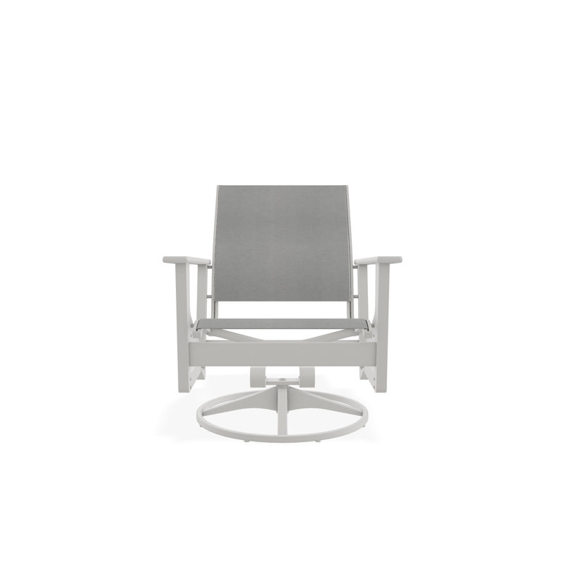 Wexler Outdoor Swivel Lounge Chair, Snow, Moments Navy