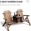 Canapé double d'extérieur avec seau à glace, en sapin rustique, surface vernie pour l'évacuation de l'eau de pluie, table intégrée, sièges ergonomiques, dossiers hauts, dimensions hors tout enveloppantes : 63,75 po L x 32,75 po l x 38,25 po H