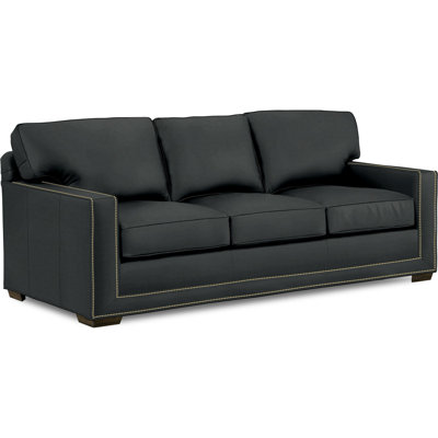 Mikylla 90'' Genuine Leather Tuxedo Arms CAL117 Compliant Sofa -  Hokku Designs, 2F3618FFFE4440C7820115FB8D002EA2