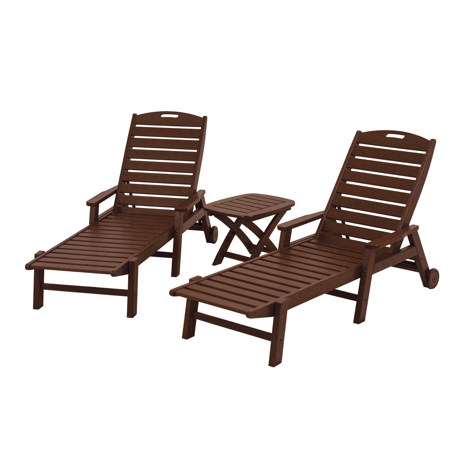 POLYWOOD Nautical 3-Piece Chaise Set, Mahogany