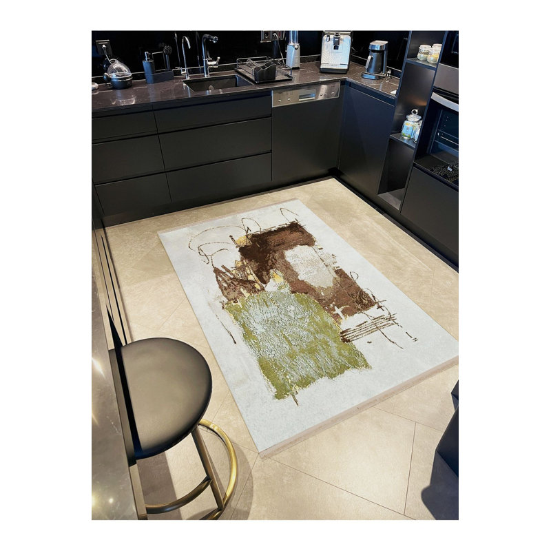 Tapis décoratif lavable à la machine à motif abstrait aux couleurs douces de la collection Barcelona