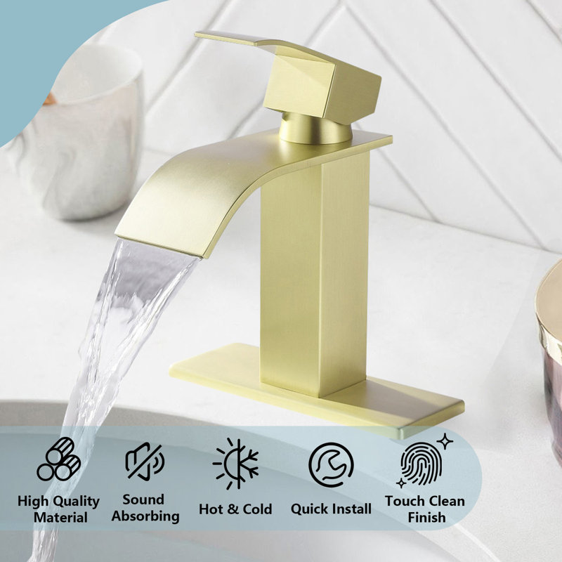 Single Hole Bathroom Faucet, Brushed Gold