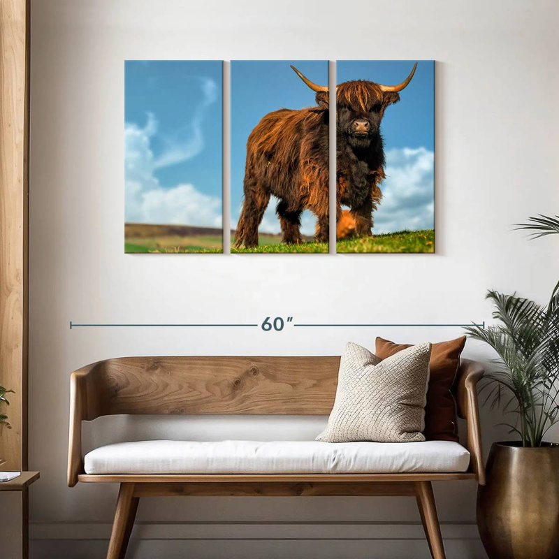 Brampt Dark Haired Highland Cow, 28" H x 45" W