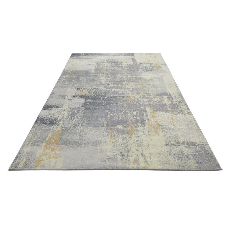 Lux Abstract Ultra soft Stain Guarded Grey Area Rug, Rectangle 120 x 180cm