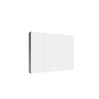 Aluminium Medicine Cabinet Mirror, 35 X 28 Inches, Defogging And 3 Colors Led, Bathroom With Cosmetic Drawer & Hair Dryer Holder, Grey Development Organizer Attribute