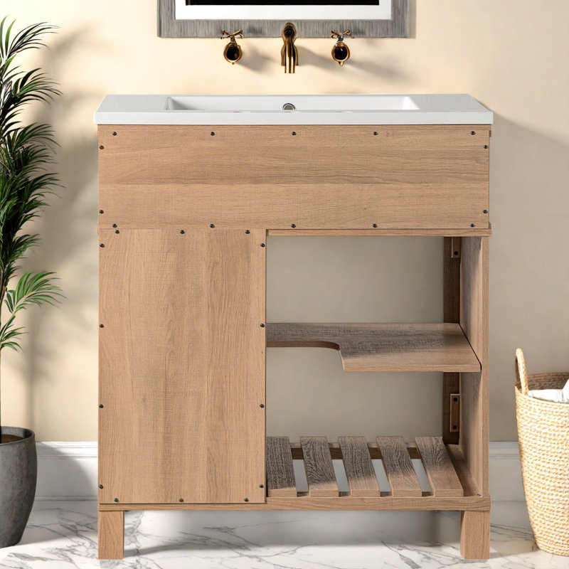 Meuble-lavabo en bois naturel, 30