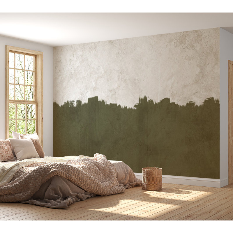 Murale pelez et collez - Vert olive et gris, L 38 po x L 27 po
