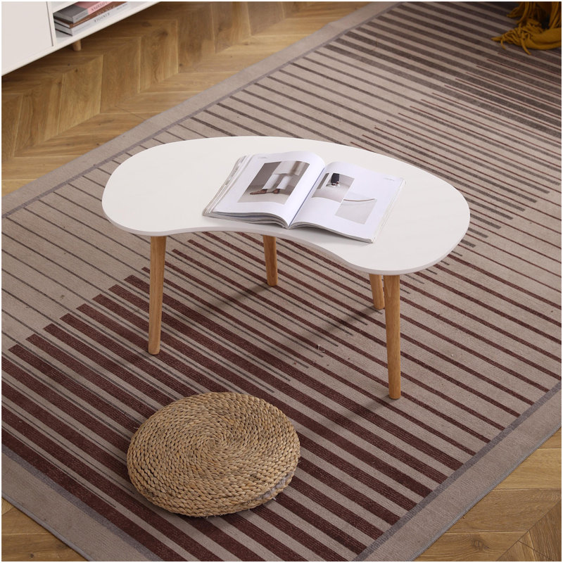 Table basse en forme de noix avec pieds en bois, 35 po x 21 po