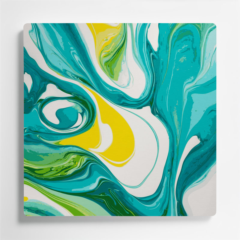 Abstrait art fluide en métal vert 14, H 12 po x l 12 po