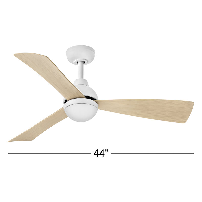 Brona Ceiling Fan with LED Lights, 44", Matte White/Natural