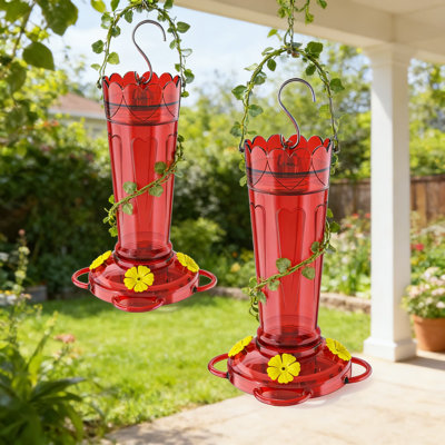 Ant And Bee Proof Hummingbird Feeder 2-Pack, 14 Oz Leak-Proof Outdoor Nectar Feeders With 4 Feeding Ports And Perches, Durable Weather-Resistant Design For Easy Cleaning And Refilling