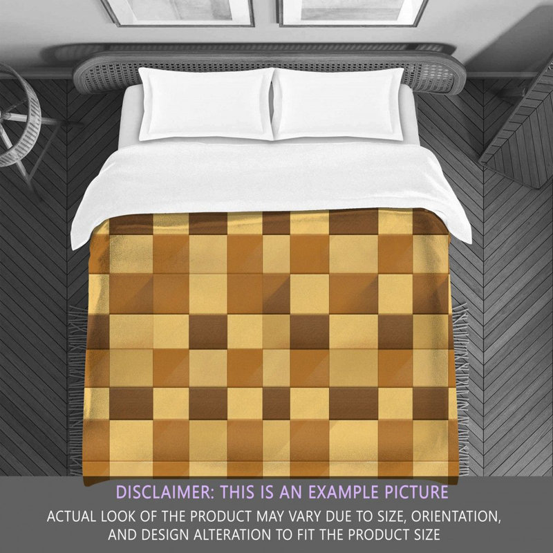 Machine Printed Comforter, Twin Comforter, Gold/Beige Checkered