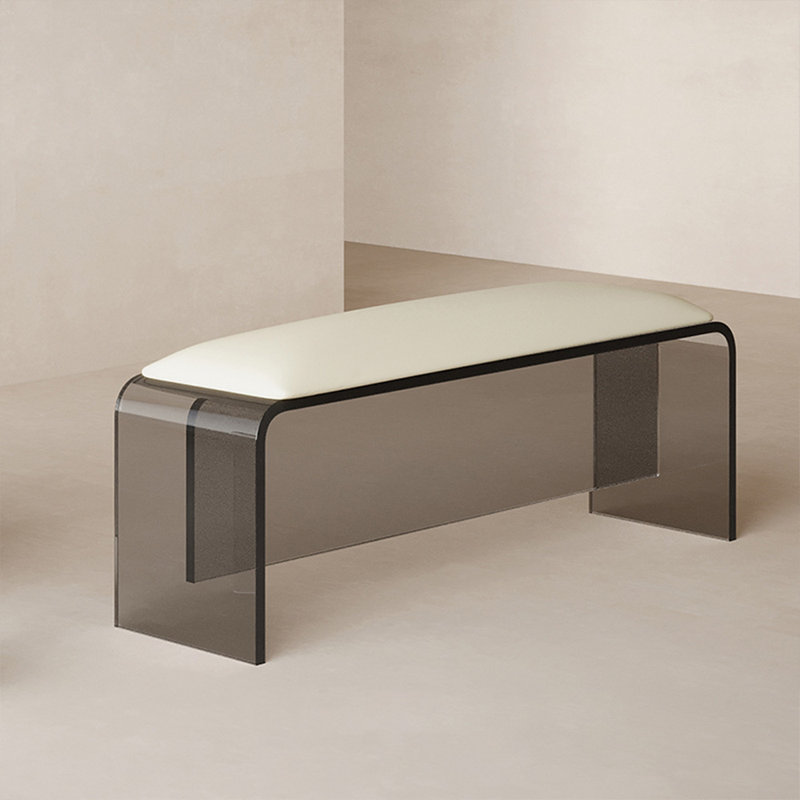 Banc de chambre rembourré en cuir beige avec banc d'entrée, Beige