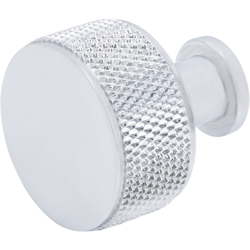 Beliza 1 1/8" Diameter Cylindrical Knurled Knob, Polished Chrome