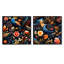 Rainbow Colours Playful Bird Carnival - Abstract Bird Square Collage Set Of 2-101852314-101852315